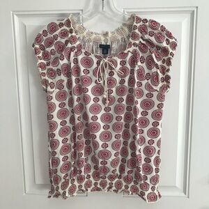 TOMMY HILFIGER Shirred Medallion-Print Knit TOP